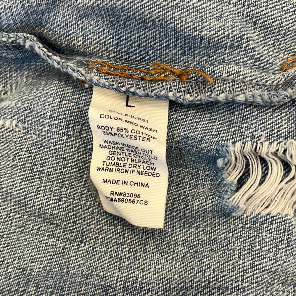 Ci Sono Distressed Denim Jacket Large - Picture 7 of 9